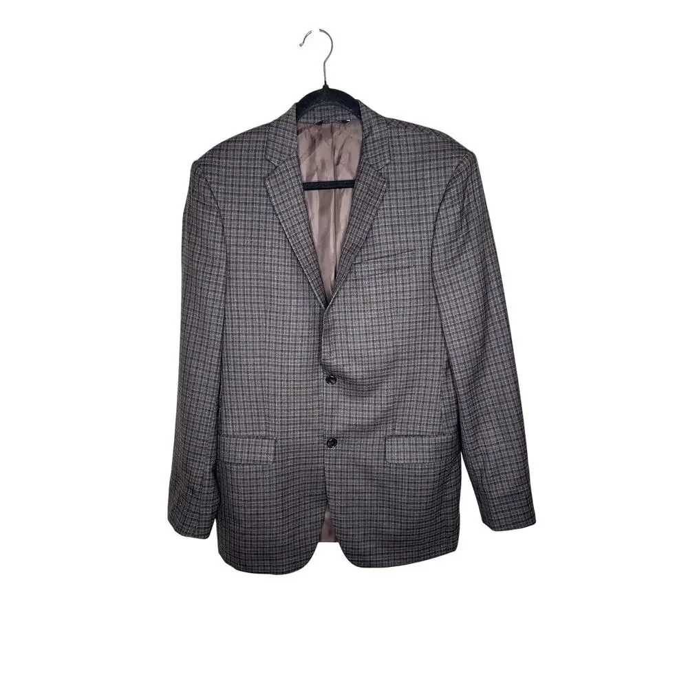 Ralph by Ralph Lauren Blazer Jacket Mens 42R Slim Fit Brown Blue Check Lined